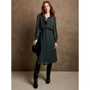 NWT Banana Republic Belted Midi Shirtdress - Emerald Ocean, Size M